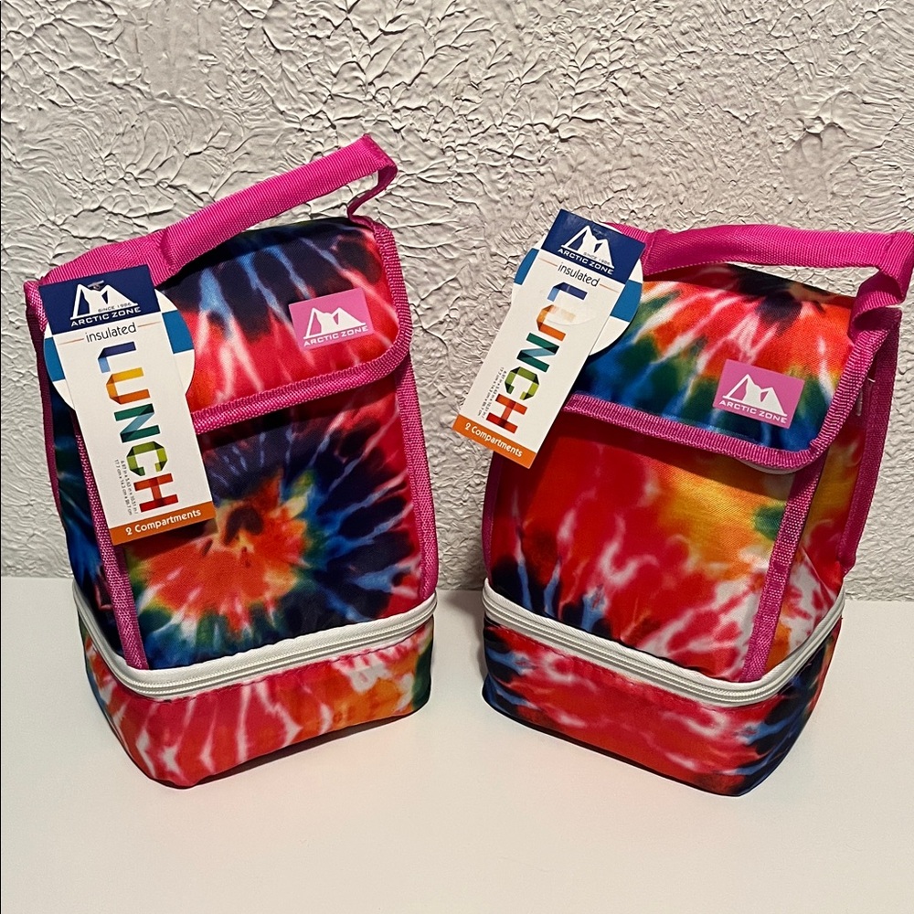 Tie-Dye Insulated Lunch Bag with 2 compartments zipper or Velcro.